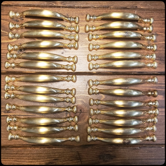 Mid Century Brass Kitchen Dresser Closet Drawer Door Handles Lot Of 26 5" x 0.5"